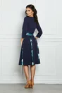 Rochie Dy Fashion bleumarin cu pliuri si imprimeu floral