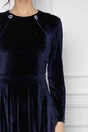 Rochie Dy Fashion bleumarin din catifea cu nasturi la bust
