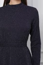 Rochie Dy Fashion bleumarin din lurex cu cordon in talie