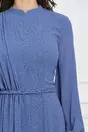 Rochie Dy Fashion blue cu pliuri si impletitura in talie