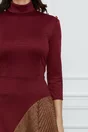 Rochie Dy Fashion bordo cu carouri la baza si lungime asimetrica