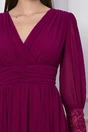 Rochie Dy Fashion bordo cu dantela la maneci