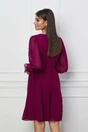 Rochie Dy Fashion bordo cu dantela la maneci