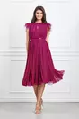 Rochie Dy Fashion bordo cu pene la umeri