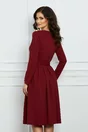 Rochie Dy Fashion bordo cu pliuri si curea in talie