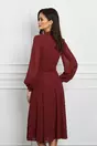 Rochie Dy Fashion bordo cu pliuri si impletitura in talie