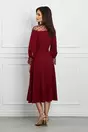 Rochie Dy Fashion bordo cu tull si buline catifelate