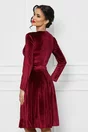 Rochie Dy Fashion bordo din catifea cu nasturi la bust