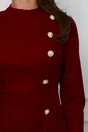 Rochie Dy Fashion bordo din catifea cu nasturi pe lateral