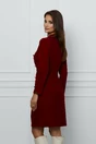 Rochie Dy Fashion bordo din catifea cu nasturi pe lateral