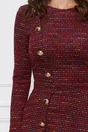 Rochie Dy Fashion bordo din tricot cu nasturi decorativi