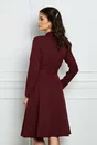 Rochie Dy Fashion bordo petrecuta cu volan si curea in talie