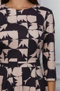 Rochie Dy Fashion clos bej cu imprimeuri negre