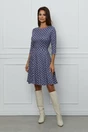 Rochie Dy Fashion clos maro cu imprimeuri albastre