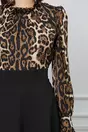 Rochie Dy Fashion clos neagra cu animal print maro la bust