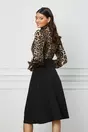 Rochie Dy Fashion clos neagra cu animal print maro la bust