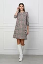 Rochie Dy Fashion cu imprimeu pepit mov si buzunare