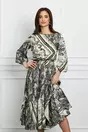 Rochie Dy Fashion cu imprimeu snake kaki si curea in talie