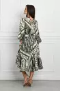 Rochie Dy Fashion cu imprimeu snake kaki si curea in talie