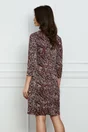 Rochie Dy Fashion cu imprimeuri bordo-albe si buzunare