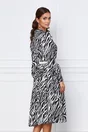 Rochie Dy Fashion cu zebra print alb-negru si curea in talie