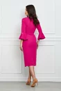 Rochie Dy Fashion fucsia cu nasturi si curea in talie