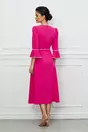 Rochie Dy Fashion fucsia cu perlute si decupaj la decolteu