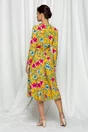 Rochie Dy Fashion galben midi cu imprimeu floral multicolor