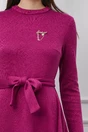 Rochie Dy Fashion magenta din tricot cu aplicatie detasabila la bust