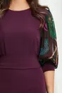 Rochie Dy Fashion mov cu imprimeu pe maneci si cordon in talie