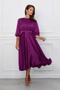 Rochie Dy Fashion mov din satin cu pliuri la bust