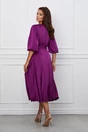 Rochie Dy Fashion mov din satin cu pliuri la bust