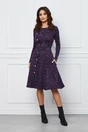 Rochie Dy Fashion mov din tricot cu nasturi decorativi