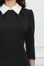 Rochie Dy Fashion neagra cu guler alb ascutit