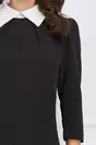 Rochie Dy Fashion neagra cu guler alb si pliu pe fusta