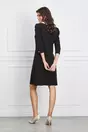 Rochie Dy Fashion neagra cu guler alb si pliu pe fusta