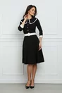 Rochie Dy Fashion neagra cu guler maxi si curea in talie