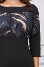 Rochie Dy Fashion neagra cu imprimeu bej la bust