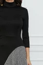 Rochie Dy Fashion neagra cu pepit la baza si lungime asimetrica