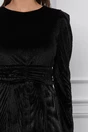Rochie Dy Fashion neagra din catifea cu crepeu pe fusta