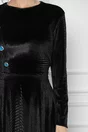 Rochie Dy Fashion neagra din catifea cu nasturi pe o parte