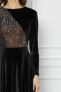 Rochie Dy Fashion neagra din catifea cu paiete la bust