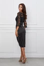 Rochie Dy Fashion neagra din satin cu dantela la bust
