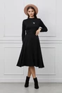 Rochie Dy Fashion neagra din tricot cu aplicatie detasabila la bust
