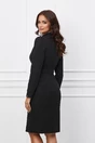 Rochie Dy Fashion neagra din tweed cu nasturi si curea