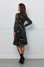 Rochie Dy Fashion neagra din voal cu imprimeuri maro