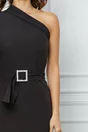 Rochie Dy Fashion neagra pe un umar cu accesoriu in talie