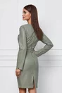 Rochie Dy Fashion olive din piele ecologica in croi conic