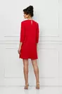 Rochie Dy Fashion rosie cu volan si floare 3D