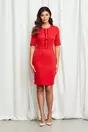 Rochie Dy Fashion rosie cu volane si perle la bust